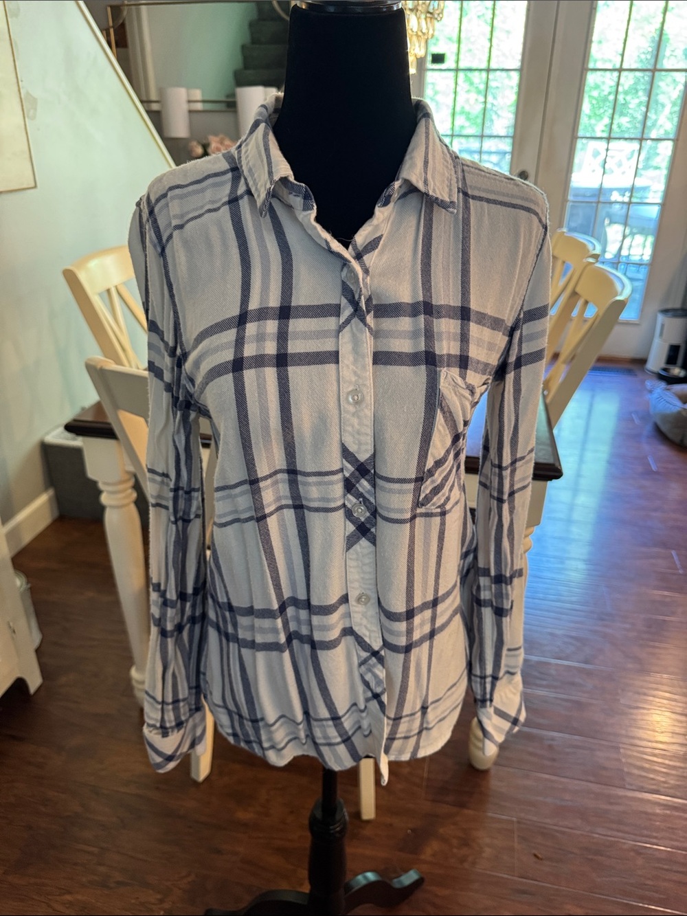 Willow & Clay Light Blue and Navy Plaid Button-Down Shirt